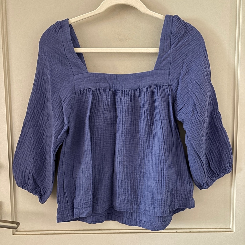 Marine Layer Textured Blue Blouse